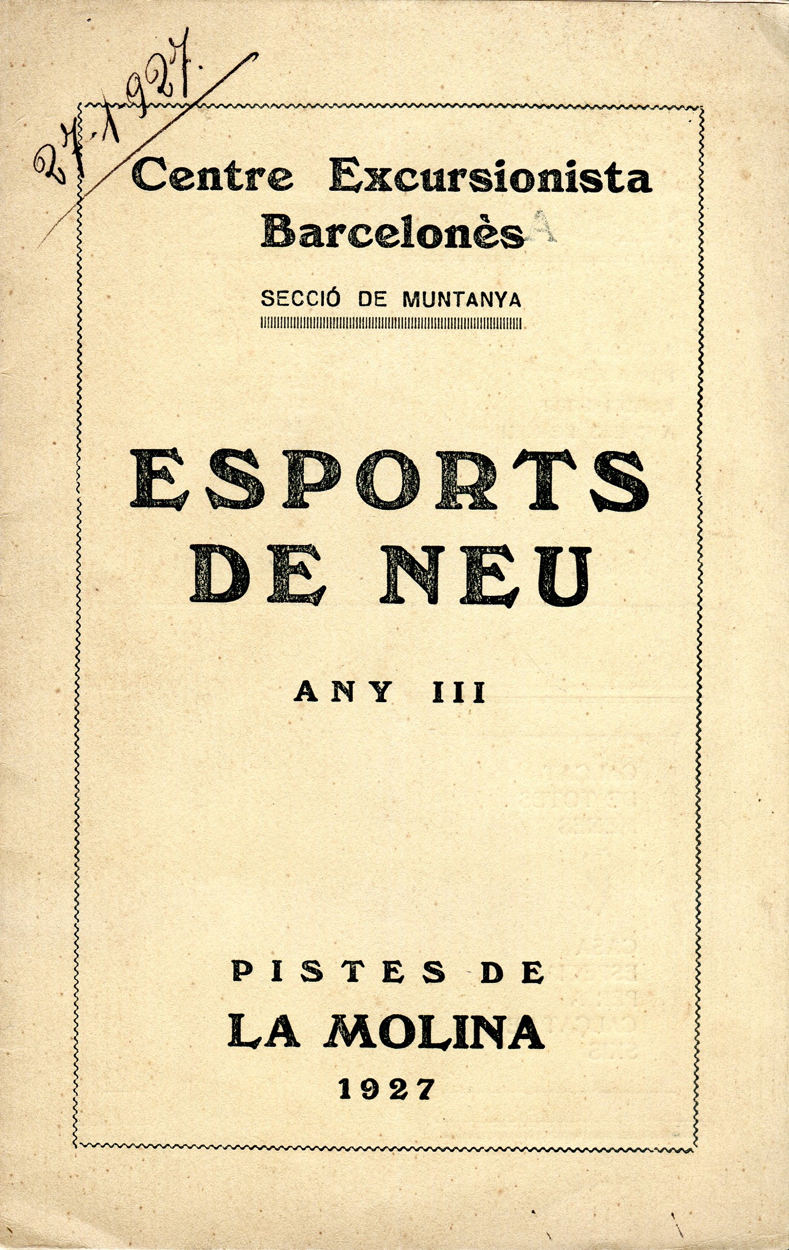 Concursos interclubs d'esports de neu : Any III : Pistes de La Molina : (Cerdanya) (1420 metres) - Portada